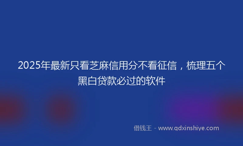 2025年最新只看芝麻信用分不看征信，梳理五个黑白贷款必过的软件