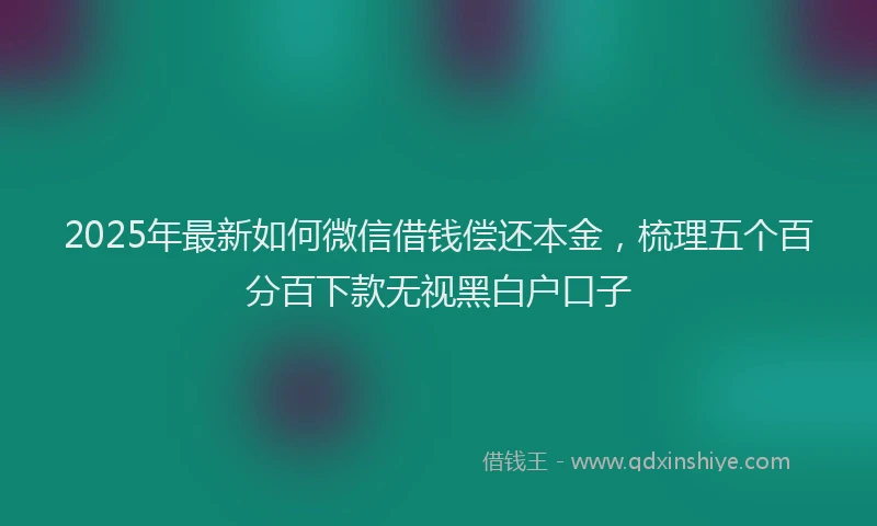 2025年最新如何微信借钱偿还本金，梳理五个百分百下款无视黑白户口子