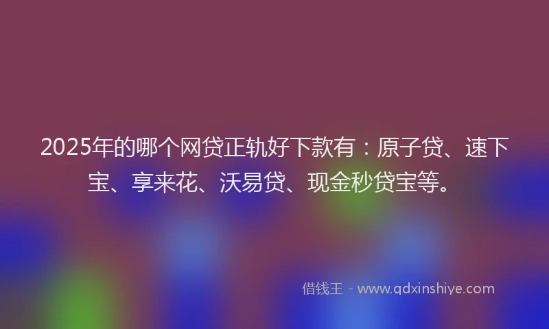 2025年的哪个网贷正轨好下款有：原子贷、速下宝、享来花、沃易贷、现金秒贷宝等。