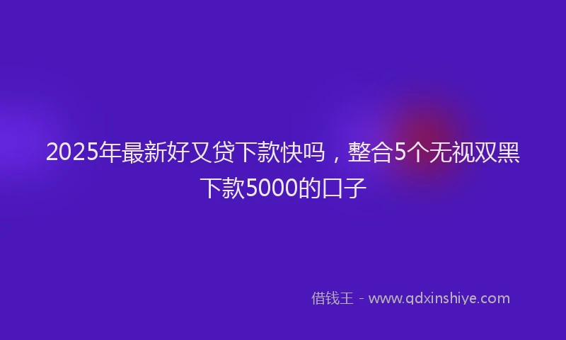 2025年最新好又贷下款快吗，整合5个无视双黑下款5000的口子