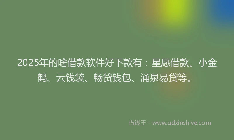 2025年的啥借款软件好下款有：星愿借款、小金鹤、云钱袋、畅贷钱包、涌泉易贷等。