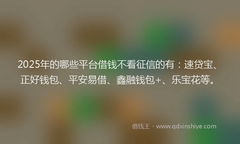 2025年的哪些平台借钱不看征信的有：速贷宝、正好钱包、平安易借、鑫融钱包+、乐宝花等。