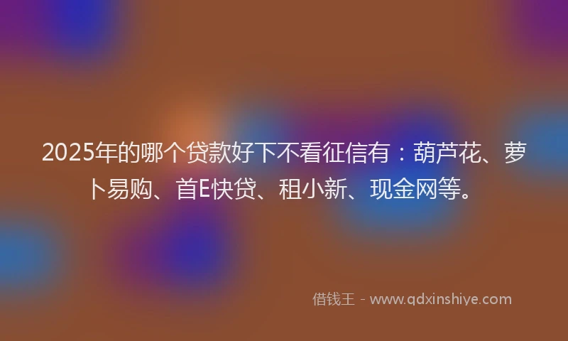 2025年的哪个贷款好下不看征信有：葫芦花、萝卜易购、首E快贷、租小新、现金网等。