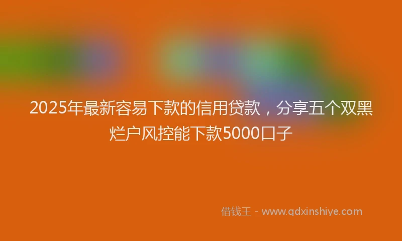 2025年最新容易下款的信用贷款，分享五个双黑烂户风控能下款5000口子