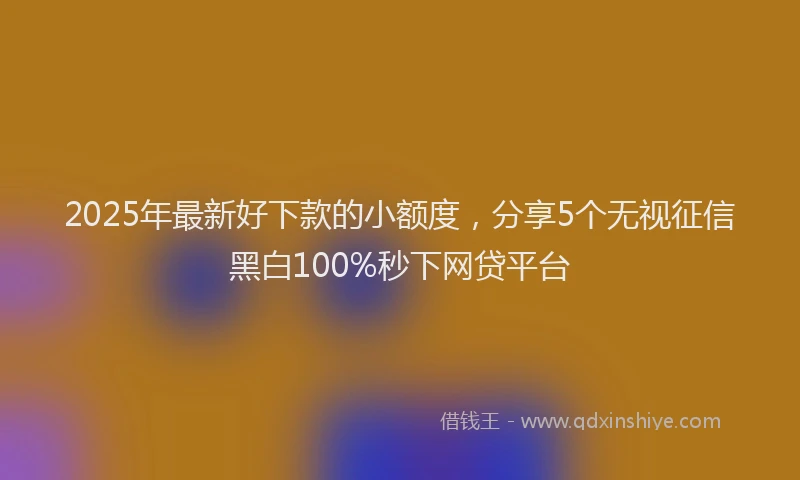 2025年最新好下款的小额度，分享5个无视征信黑白100%秒下网贷平台
