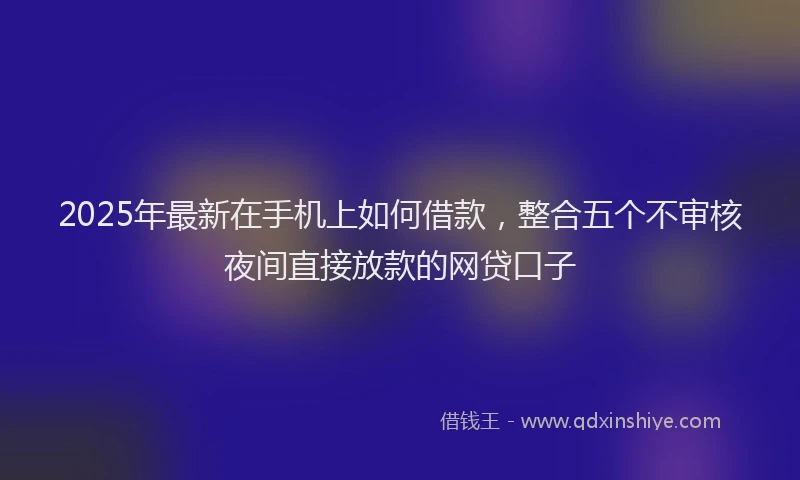 2025年最新在手机上如何借款，整合五个不审核夜间直接放款的网贷口子