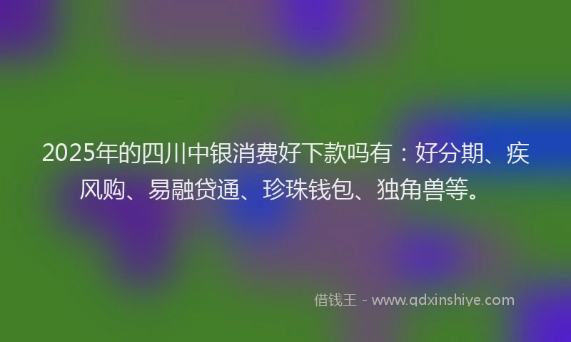 2025年的四川中银消费好下款吗有：好分期、疾风购、易融贷通、珍珠钱包、独角兽等。