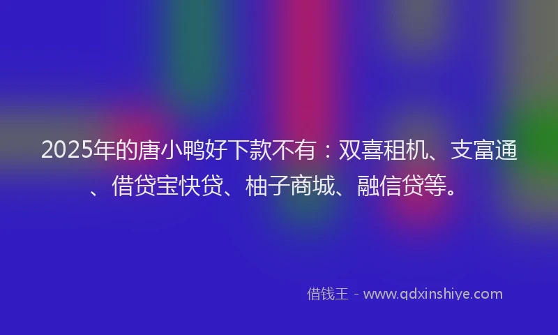 2025年的唐小鸭好下款不有：双喜租机、支富通、借贷宝快贷、柚子商城、融信贷等。