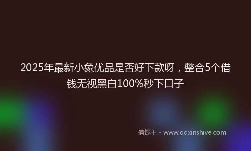 2025年最新小象优品是否好下款呀，整合5个借钱无视黑白100%秒下口子