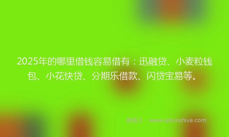 2025年的哪里借钱容易借有：迅融贷、小麦粒钱包、小花快贷、分期乐借款、闪贷宝易等。
