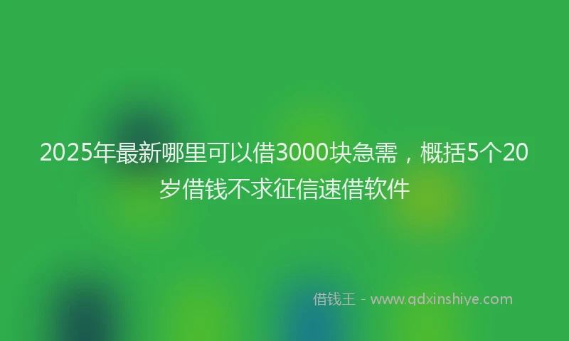 2025年最新哪里可以借3000块急需，概括5个20岁借钱不求征信速借软件