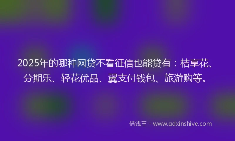 2025年的哪种网贷不看征信也能贷有：桔享花、分期乐、轻花优品、翼支付钱包、旅游购等。