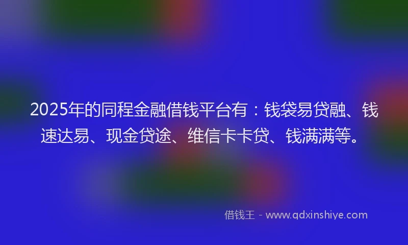 2025年的同程金融借钱平台有：钱袋易贷融、钱速达易、现金贷途、维信卡卡贷、钱满满等。