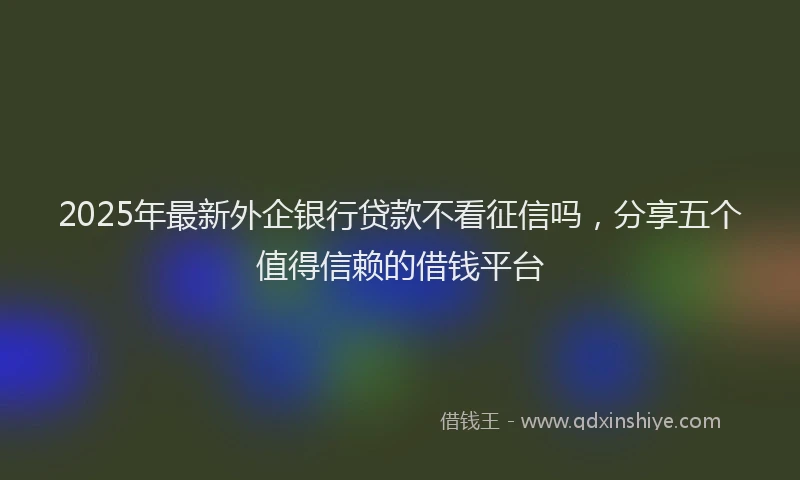 2025年最新外企银行贷款不看征信吗，分享五个值得信赖的借钱平台