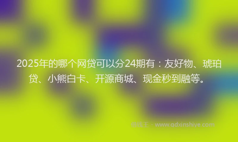 2025年的哪个网贷可以分24期有:友好物、琥珀贷、小熊白卡、开源商城、现金秒到融等。