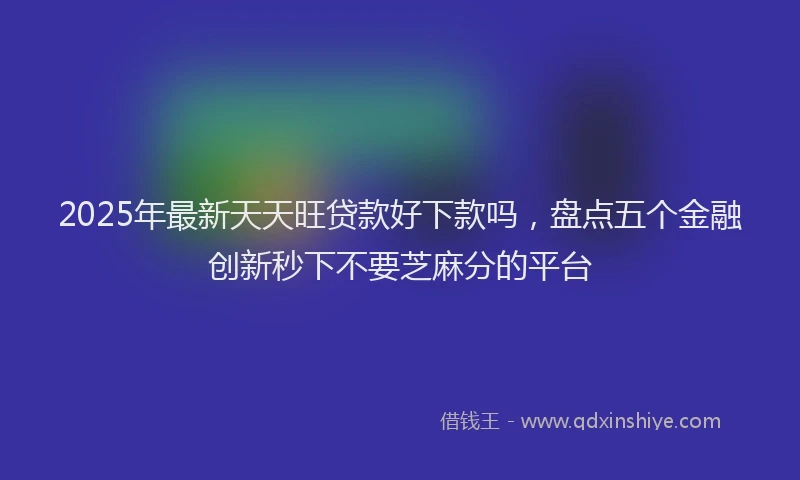 2025年最新天天旺贷款好下款吗，盘点五个金融创新秒下不要芝麻分的平台