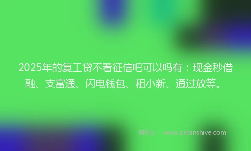 2025年的复工贷不看征信吧可以吗有：现金秒借融、支富通、闪电钱包、租小新、通过放等。