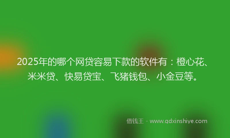 2025年的哪个网贷容易下款的软件有：橙心花、米米贷、快易贷宝、飞猪钱包、小金豆等。