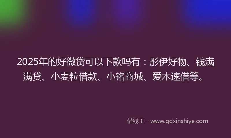 2025年的好微贷可以下款吗有：彤伊好物、钱满满贷、小麦粒借款、小铭商城、爱木速借等。