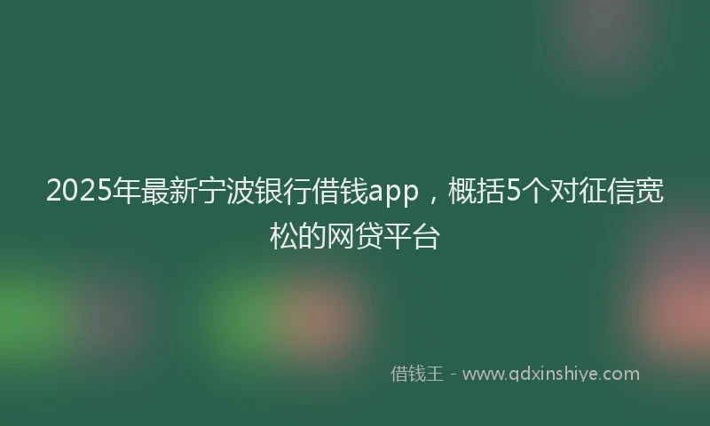 2025年最新宁波银行借钱app，概括5个对征信宽松的网贷平台