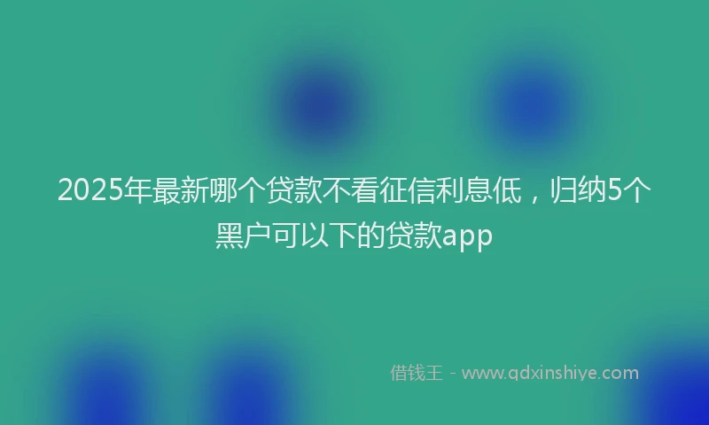 2025年最新哪个贷款不看征信利息低，归纳5个黑户可以下的贷款app