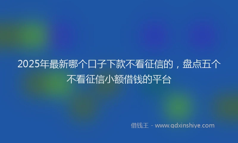 2025年最新哪个口子下款不看征信的，盘点五个不看征信小额借钱的平台