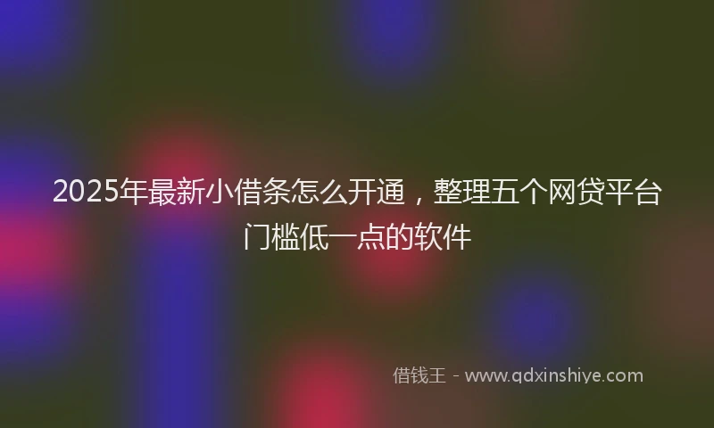 2025年最新小借条怎么开通，整理五个网贷平台门槛低一点的软件