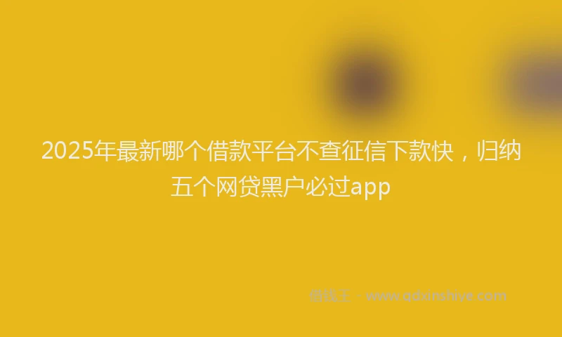 2025年最新哪个借款平台不查征信下款快，归纳五个网贷黑户必过app