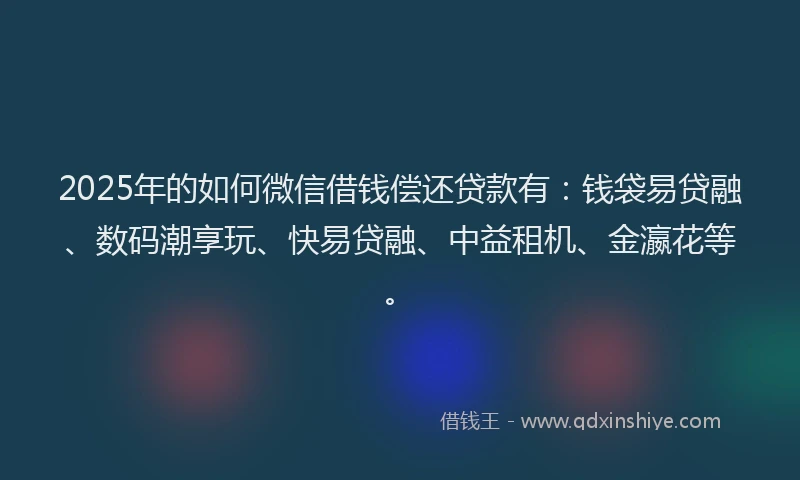2025年的如何微信借钱偿还贷款有：钱袋易贷融、数码潮享玩、快易贷融、中益租机、金瀛花等。