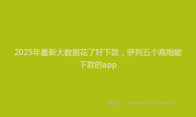 2025年最新大数据花了好下款，罗列五个高炮能下款的app