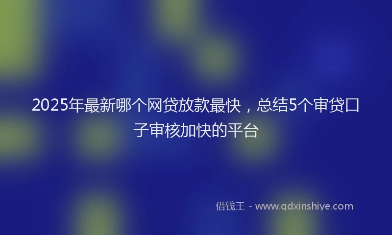 2025年最新哪个网贷放款最快，总结5个审贷口子审核加快的平台