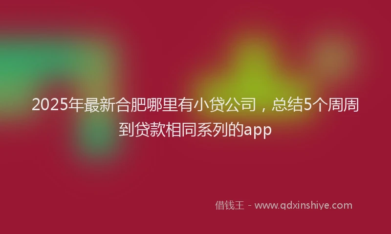2025年最新合肥哪里有小贷公司，总结5个周周到贷款相同系列的app