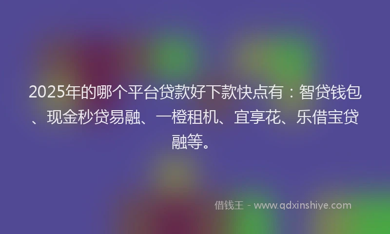 2025年的哪个平台贷款好下款快点有：智贷钱包、现金秒贷易融、一橙租机、宜享花、乐借宝贷融等。