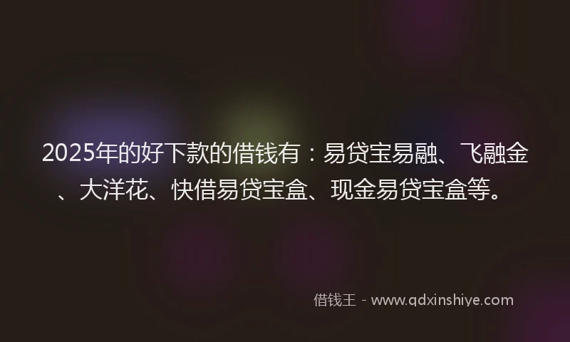 2025年的好下款的借钱有：易贷宝易融、飞融金、大洋花、快借易贷宝盒、现金易贷宝盒等。