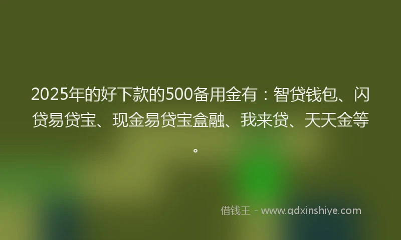 2025年的好下款的500备用金有：智贷钱包、闪贷易贷宝、现金易贷宝盒融、我来贷、天天金等。