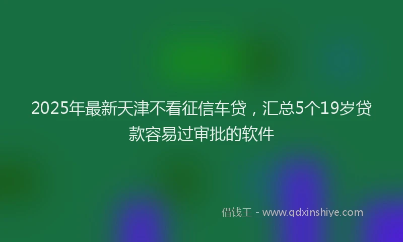 2025年最新天津不看征信车贷，汇总5个19岁贷款容易过审批的软件
