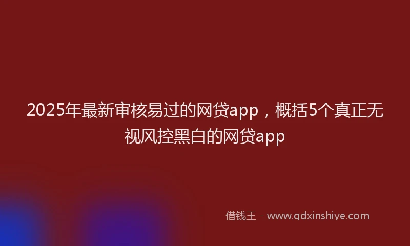 2025年最新审核易过的网贷app，概括5个真正无视风控黑白的网贷app