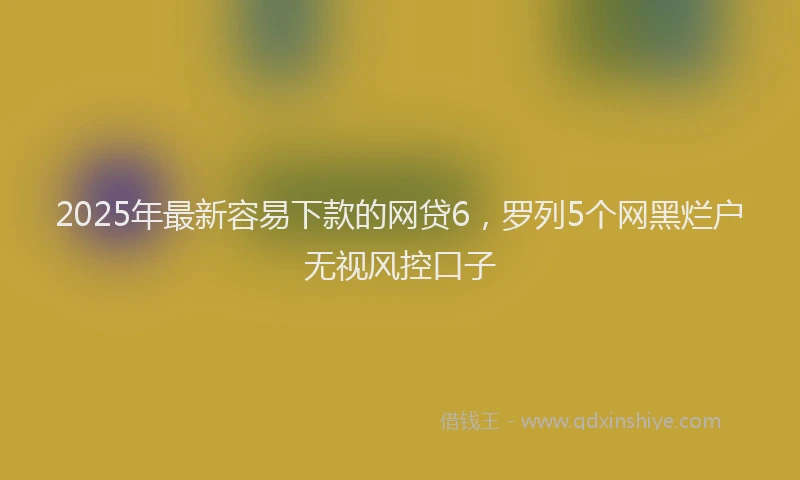2025年最新容易下款的网贷6，罗列5个网黑烂户无视风控口子