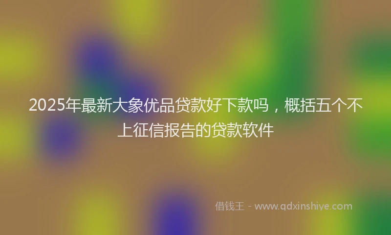 2025年最新大象优品贷款好下款吗，概括五个不上征信报告的贷款软件