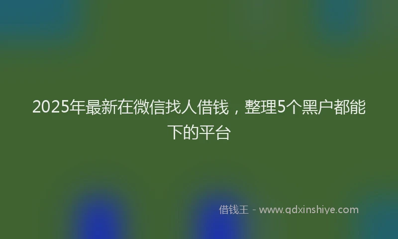 2025年最新在微信找人借钱，整理5个黑户都能下的平台