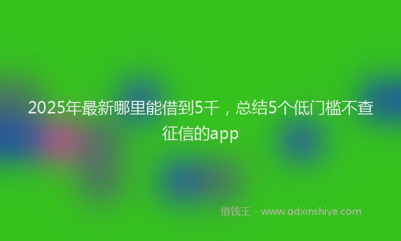 2025年最新哪里能借到5千，总结5个低门槛不查征信的app