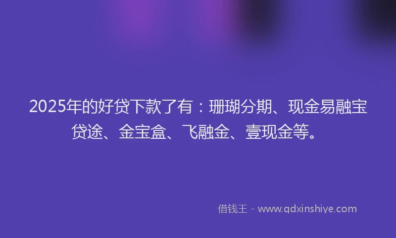 2025年的好贷下款了有：珊瑚分期、现金易融宝贷途、金宝盒、飞融金、壹现金等。