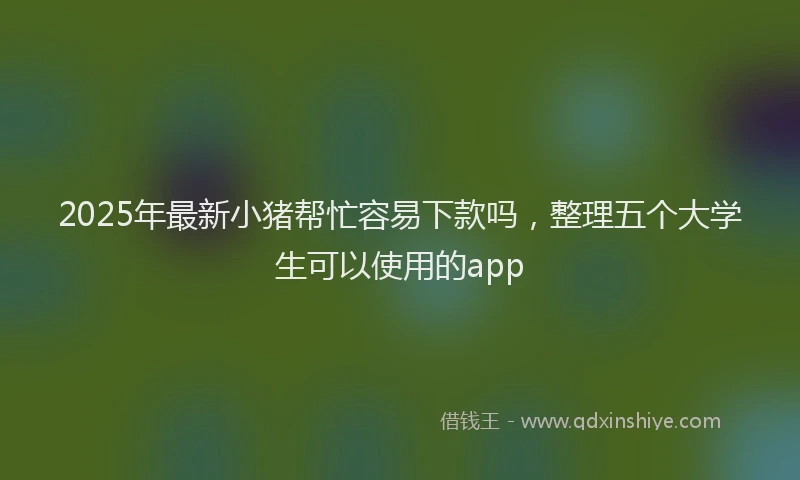 2025年最新小猪帮忙容易下款吗，整理五个大学生可以使用的app