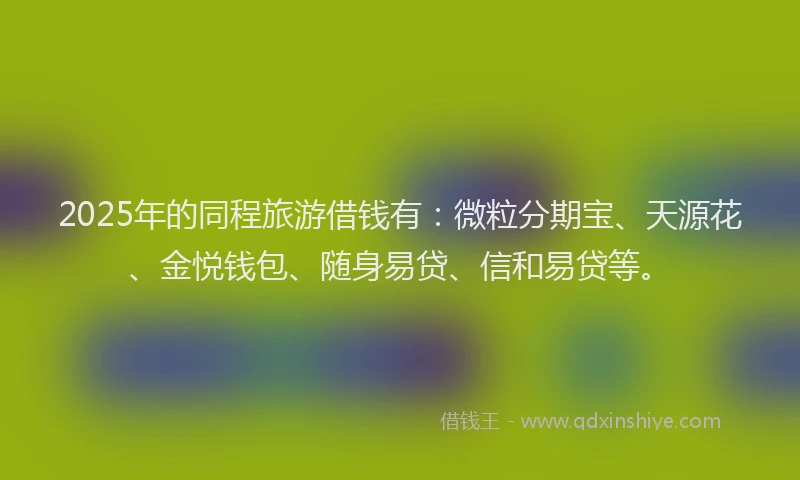 2025年的同程旅游借钱有：微粒分期宝、天源花、金悦钱包、随身易贷、信和易贷等。