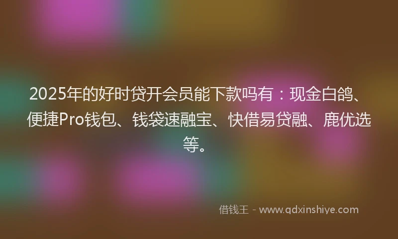 2025年的好时贷开会员能下款吗有：现金白鸽、便捷Pro钱包、钱袋速融宝、快借易贷融、鹿优选等。