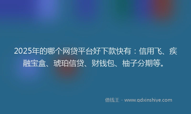 2025年的哪个网贷平台好下款快有：信用飞、疾融宝盒、琥珀信贷、财钱包、柚子分期等。