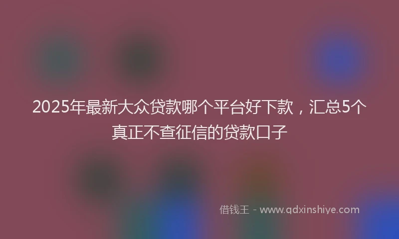 2025年最新大众贷款哪个平台好下款，汇总5个真正不查征信的贷款口子