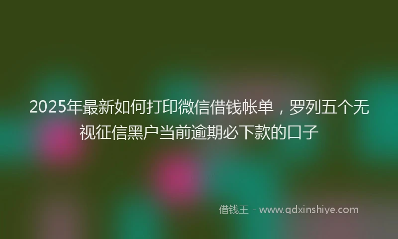 2025年最新如何打印微信借钱帐单，罗列五个无视征信黑户当前逾期必下款的口子