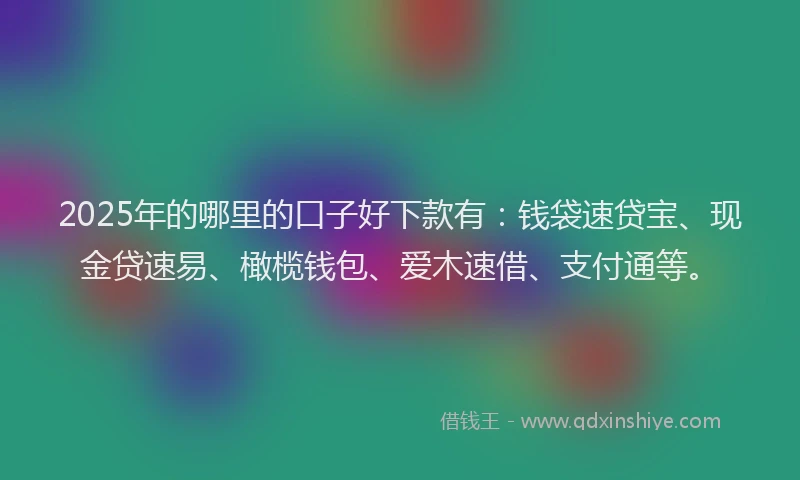 2025年的哪里的口子好下款有：钱袋速贷宝、现金贷速易、橄榄钱包、爱木速借、支付通等。