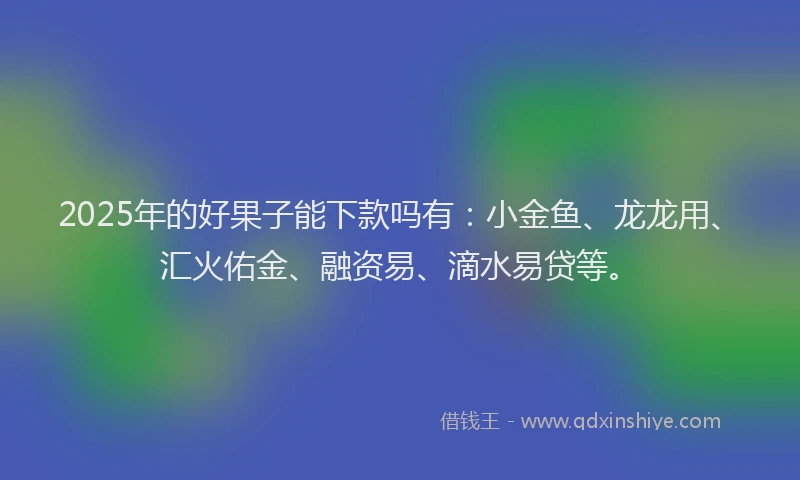 2025年的好果子能下款吗有：小金鱼、龙龙用、汇火佑金、融资易、滴水易贷等。